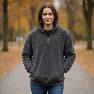 Amazon Women's Dark Gray Sherpa Pullover
